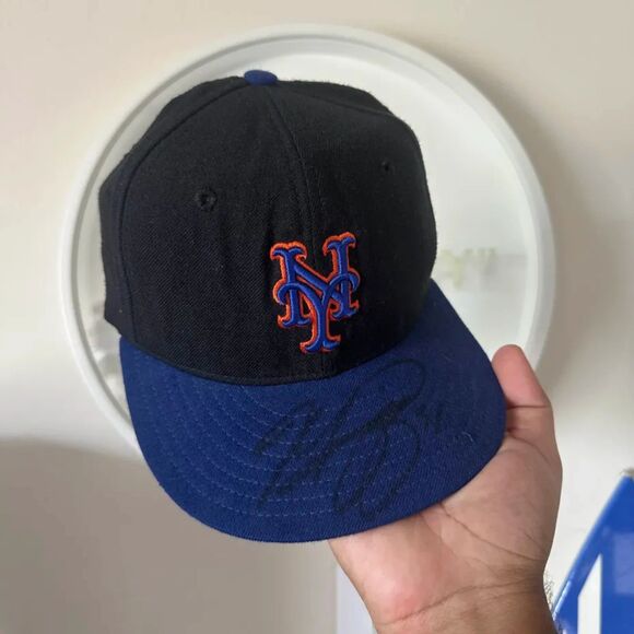 Vintage New Era Diamond Collection Wool Fitted New York Mets Mike Piazza Signed